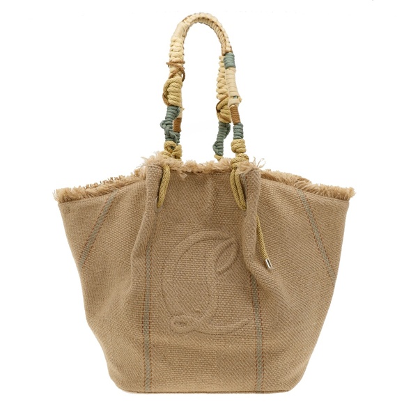 Christian Louboutin By My Side Large Jute CL Tote Natural New - Picture 1 of 6